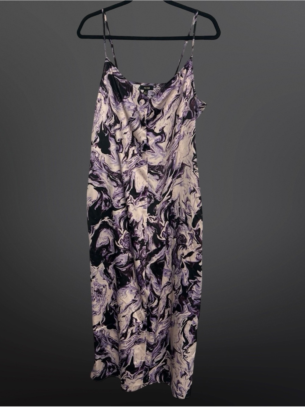 AFRM x Nordstrom Purple Marble Print Satin Slip Midi Dress NWT Size Large